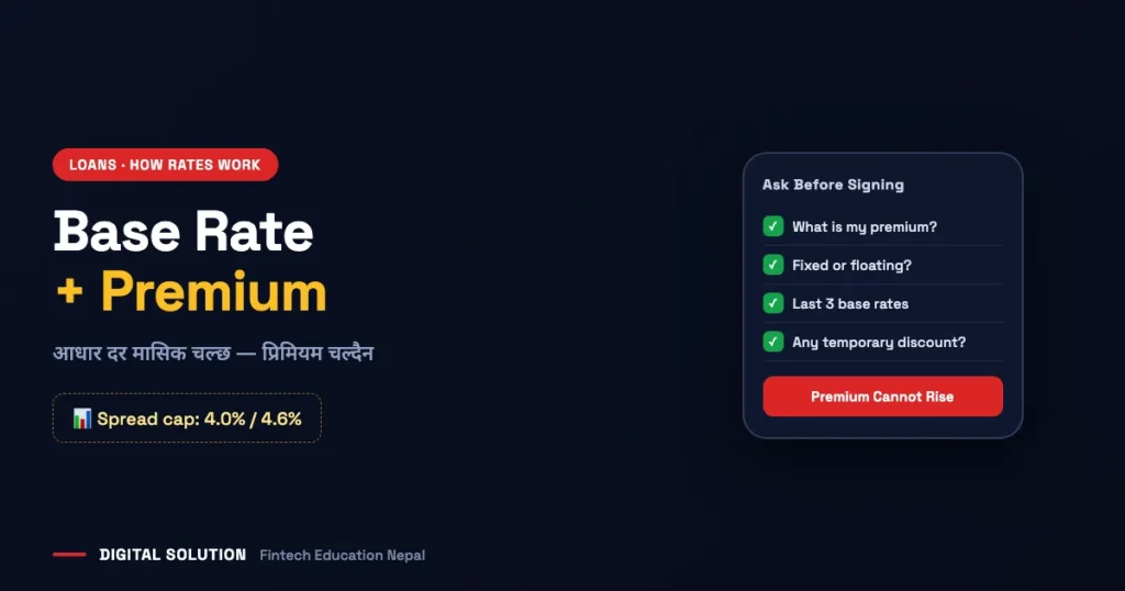 Bank interest rate base rate and premium explained for Nepal borrowers