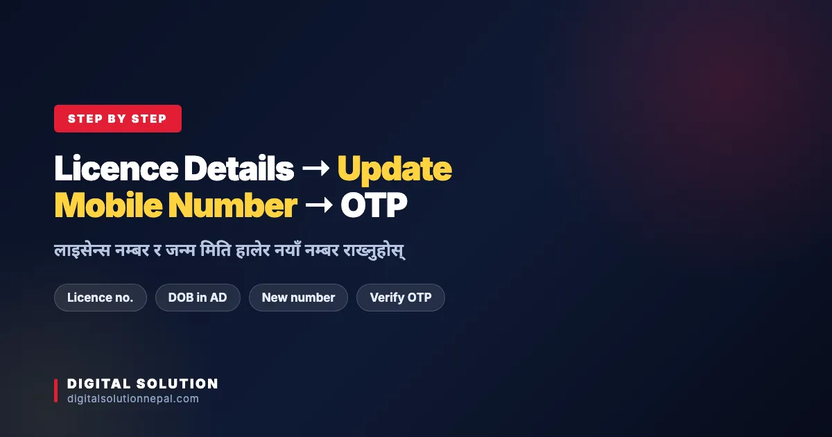 Steps to update the mobile number on a Nepali driving licence via eDLVRS