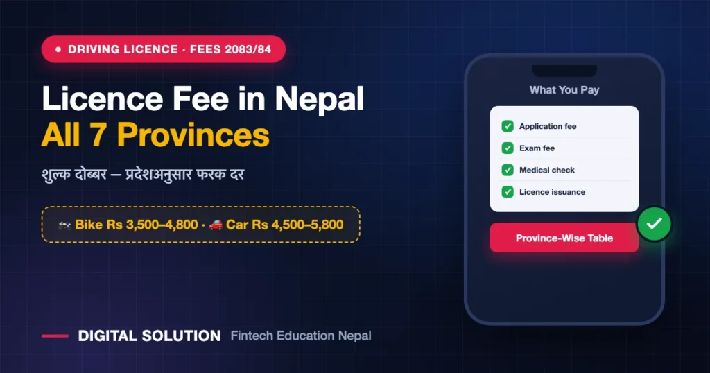 Province wise driving licence fee in Nepal 2083/84 for all vehicle categories