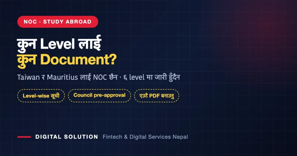 NOC for study abroad Nepal — document checklist by course level from the Ministry of Education NOC portal
