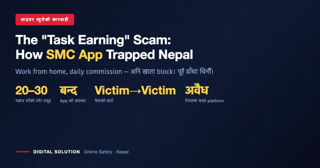 SMC app task earning scam in Nepal — Cyber Bureau arrests and how the fraud worked