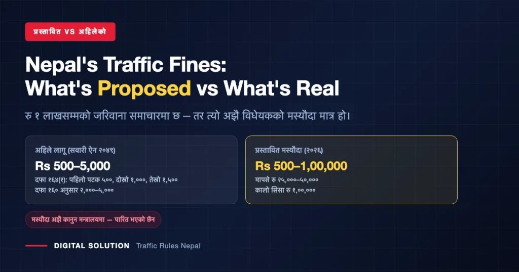 Nepal traffic fines 2083: current penalties under the Motor Vehicles Act versus the proposed draft bill