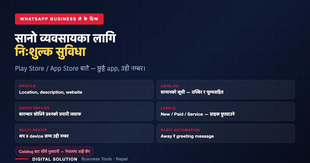 WhatsApp Business features for Nepali small businesses: catalog, labels, quick replies