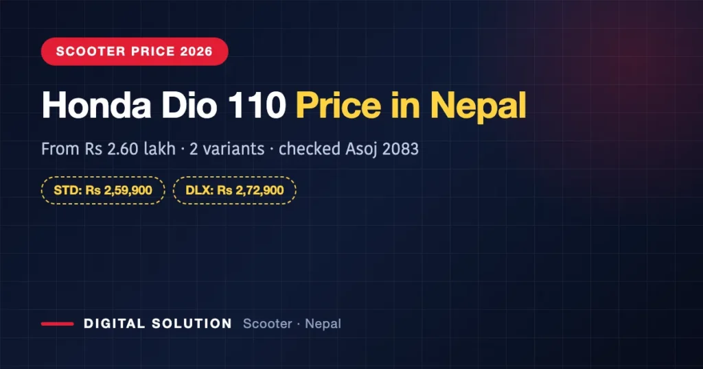 Honda Dio 110 price in Nepal 2026 — from Rs 2,59,900