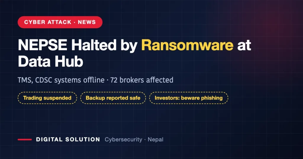 NEPSE trading halted after ransomware attack on Data Hub data centre Nepal