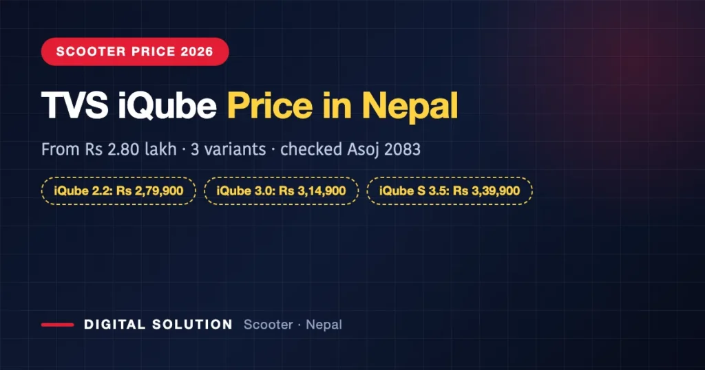 TVS iQube price in Nepal 2026 — from Rs 2,79,900