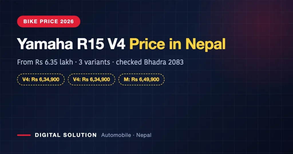 Yamaha R15 V4 price in Nepal 2026 — from Rs 6,34,900